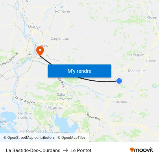 La Bastide-Des-Jourdans to Le Pontet map