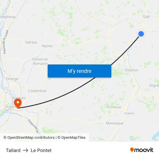 Tallard to Le Pontet map
