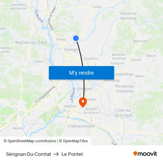 Sérignan-Du-Comtat to Le Pontet map