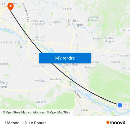 Mérindol to Le Pontet map