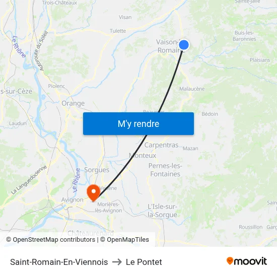 Saint-Romain-En-Viennois to Le Pontet map