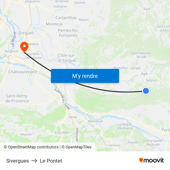 Sivergues to Le Pontet map