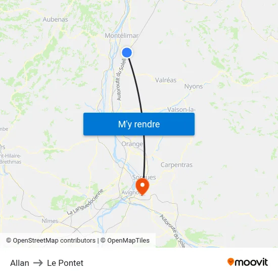 Allan to Le Pontet map