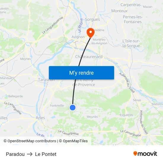 Paradou to Le Pontet map