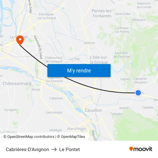 Cabrières-D'Avignon to Le Pontet map