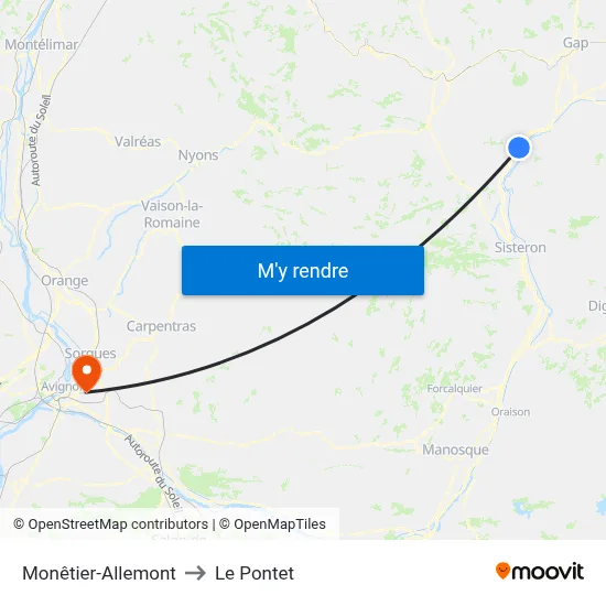 Monêtier-Allemont to Le Pontet map