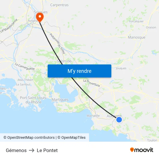 Gémenos to Le Pontet map