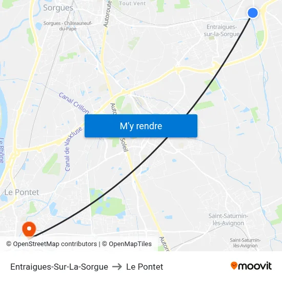 Entraigues-Sur-La-Sorgue to Le Pontet map