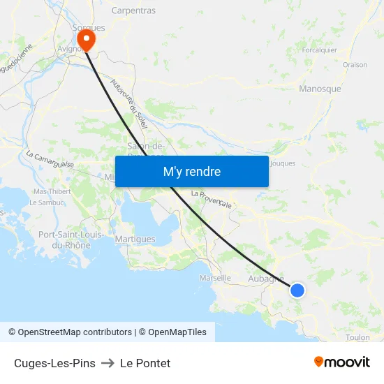 Cuges-Les-Pins to Le Pontet map