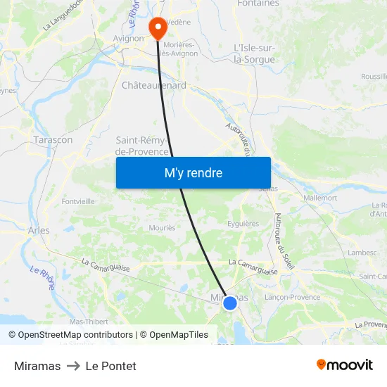 Miramas to Le Pontet map