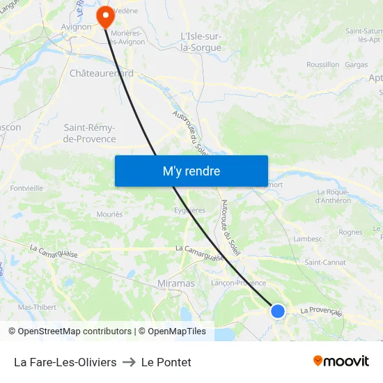 La Fare-Les-Oliviers to Le Pontet map