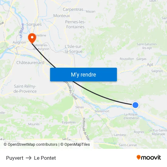 Puyvert to Le Pontet map