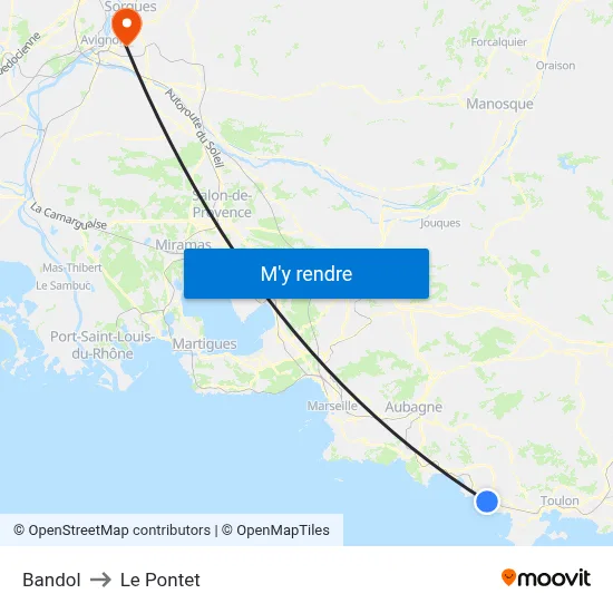 Bandol to Le Pontet map