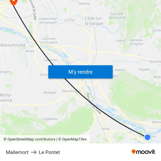 Mallemort to Le Pontet map