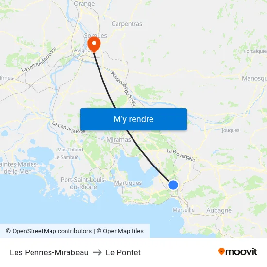 Les Pennes-Mirabeau to Le Pontet map