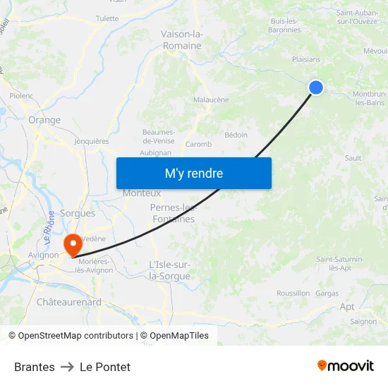 Brantes to Le Pontet map