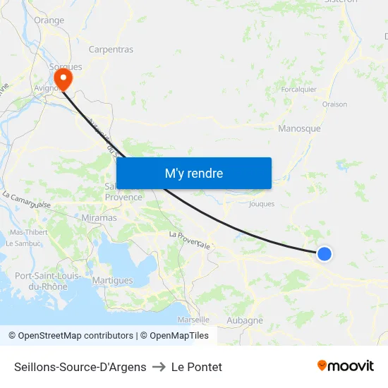 Seillons-Source-D'Argens to Le Pontet map
