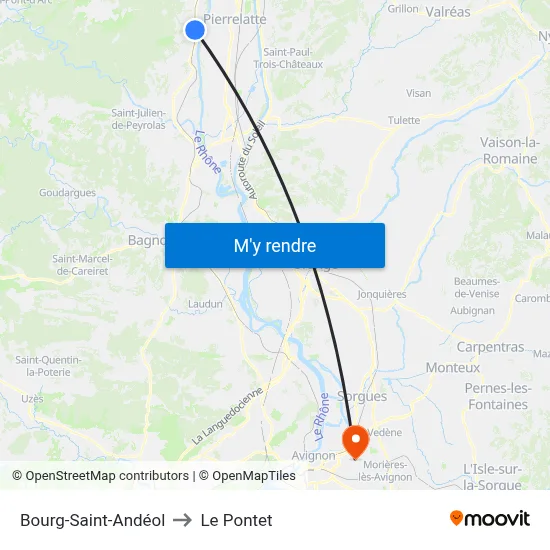 Bourg-Saint-Andéol to Le Pontet map