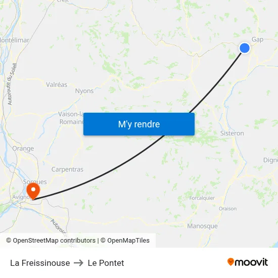 La Freissinouse to Le Pontet map