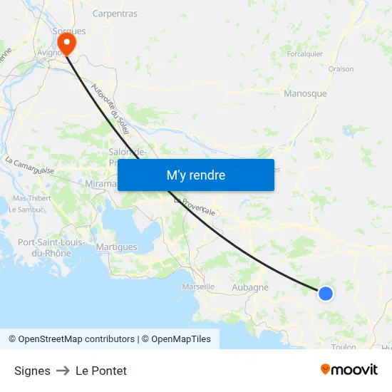 Signes to Le Pontet map