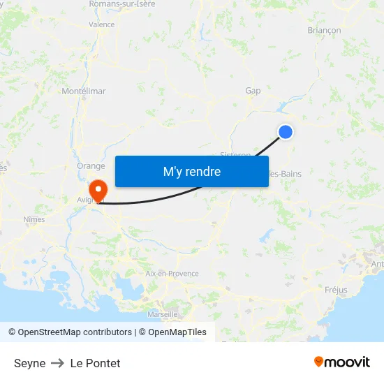 Seyne to Le Pontet map
