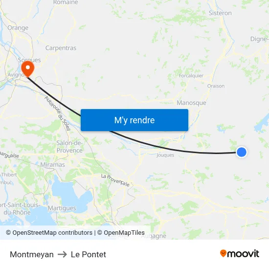 Montmeyan to Le Pontet map