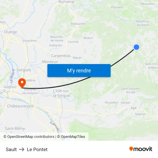 Sault to Le Pontet map