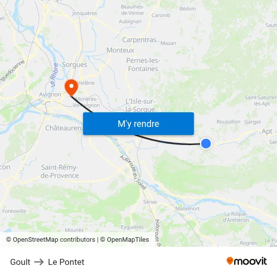 Goult to Le Pontet map
