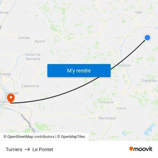 Turriers to Le Pontet map