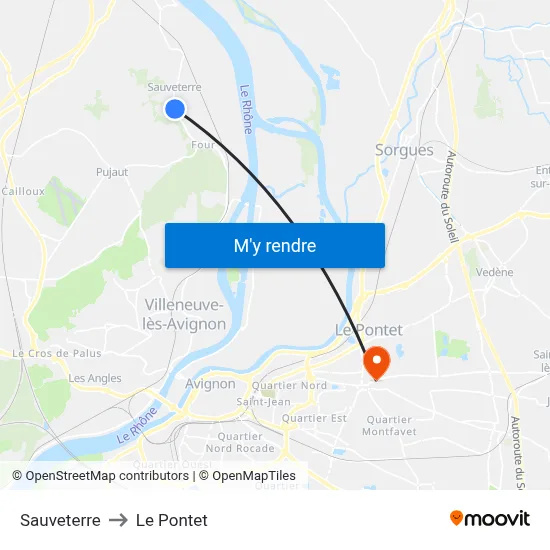 Sauveterre to Le Pontet map