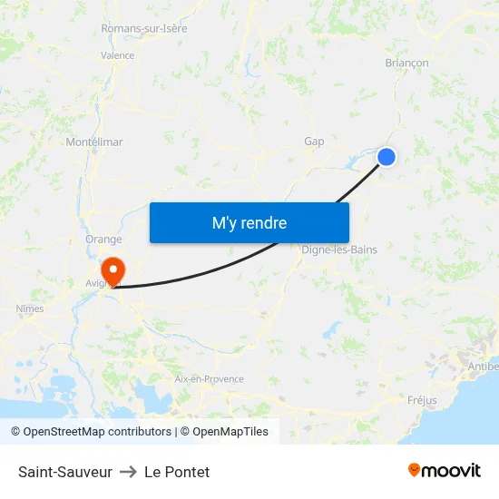 Saint-Sauveur to Le Pontet map