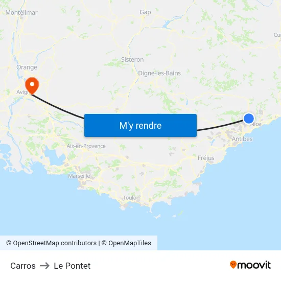 Carros to Le Pontet map