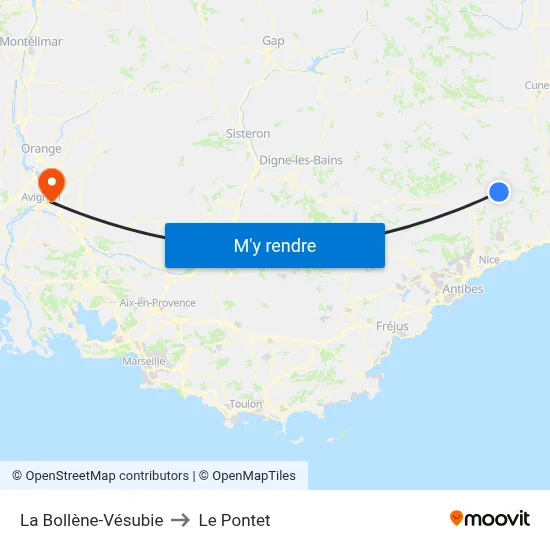 La Bollène-Vésubie to Le Pontet map