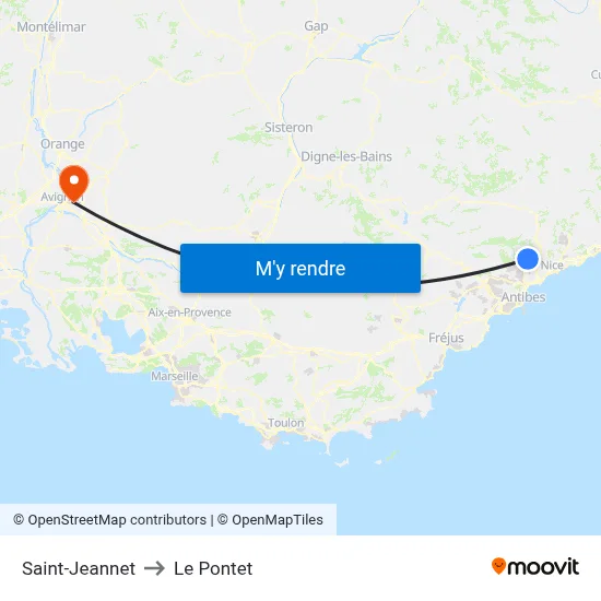 Saint-Jeannet to Le Pontet map