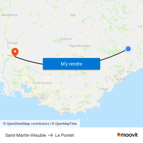 Saint-Martin-Vésubie to Le Pontet map