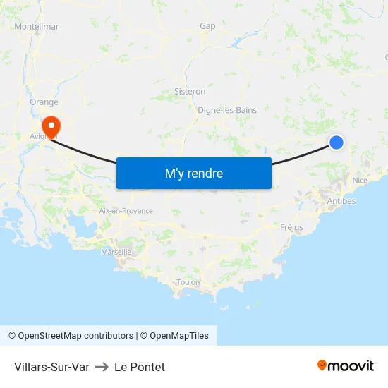 Villars-Sur-Var to Le Pontet map