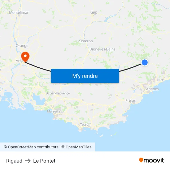 Rigaud to Le Pontet map