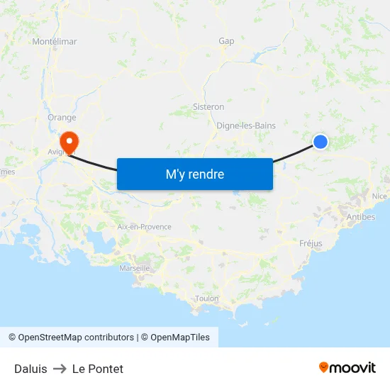 Daluis to Le Pontet map