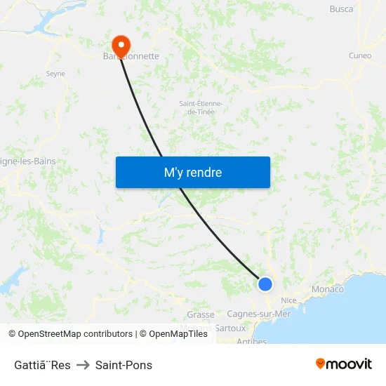 Gattiã¨Res to Saint-Pons map
