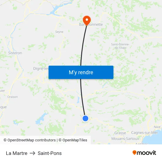 La Martre to Saint-Pons map