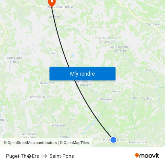 Puget-Th�Ers to Saint-Pons map