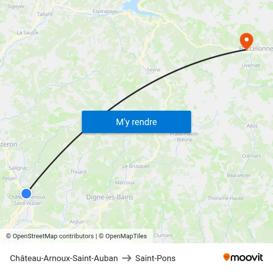 Château-Arnoux-Saint-Auban to Saint-Pons map