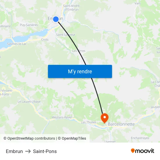 Embrun to Saint-Pons map