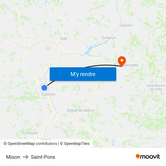 Mison to Saint-Pons map