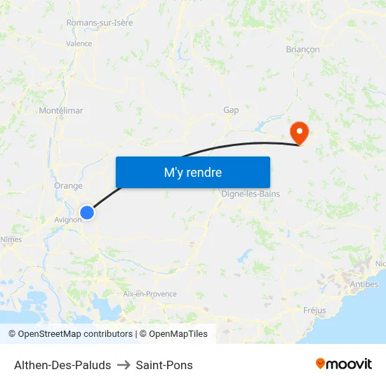 Althen-Des-Paluds to Saint-Pons map