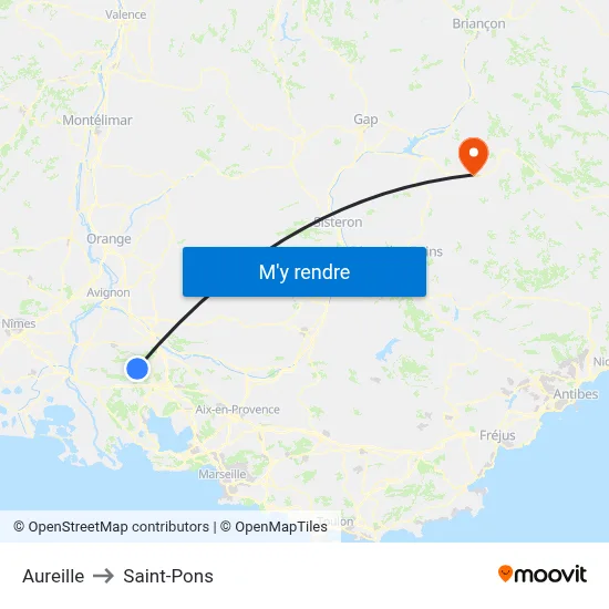 Aureille to Saint-Pons map