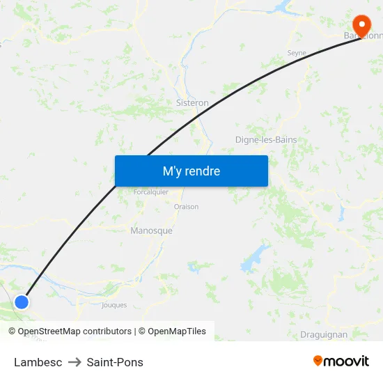 Lambesc to Saint-Pons map