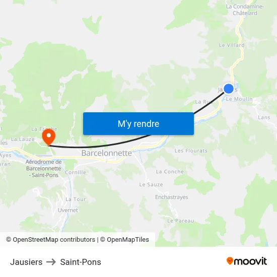 Jausiers to Saint-Pons map