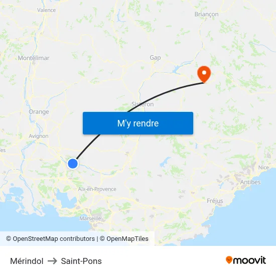 Mérindol to Saint-Pons map