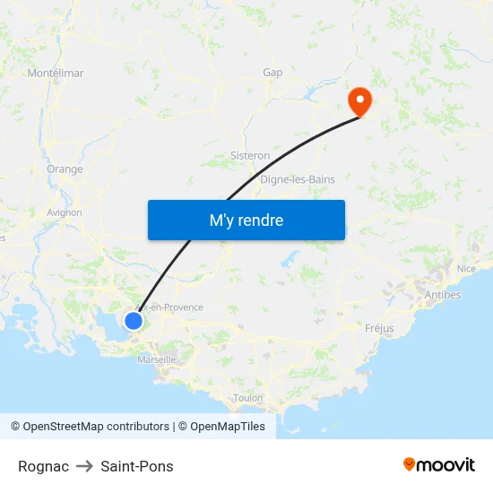 Rognac to Saint-Pons map